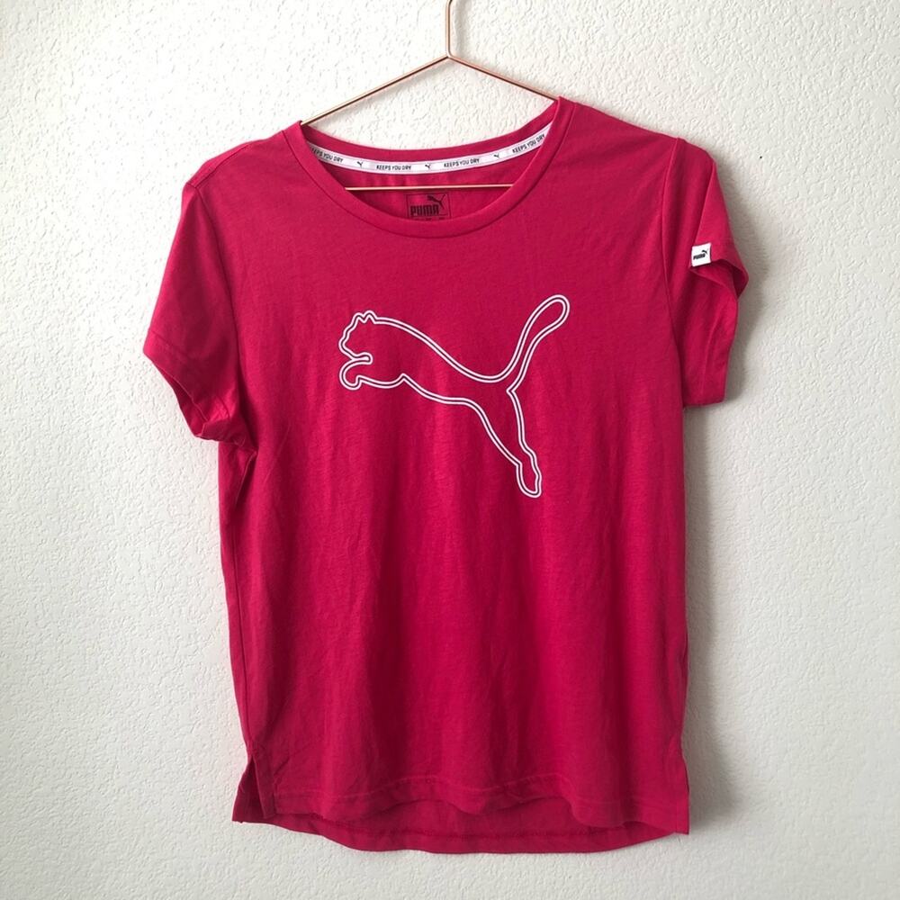 Puma pink short sleeve logo short sleeve tee top